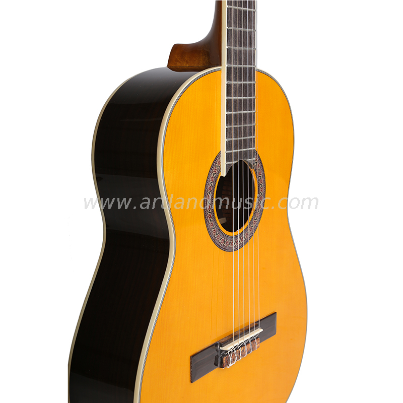 Guitarra clásica con parte trasera y lateral de palisandro con tapa maciza de abeto (CG988)