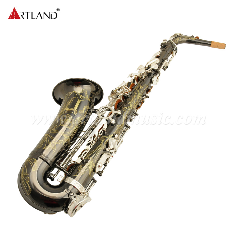 Cuerpo de tubo de luz niquelado negro para saxofón Alto Eb (AAS6509)