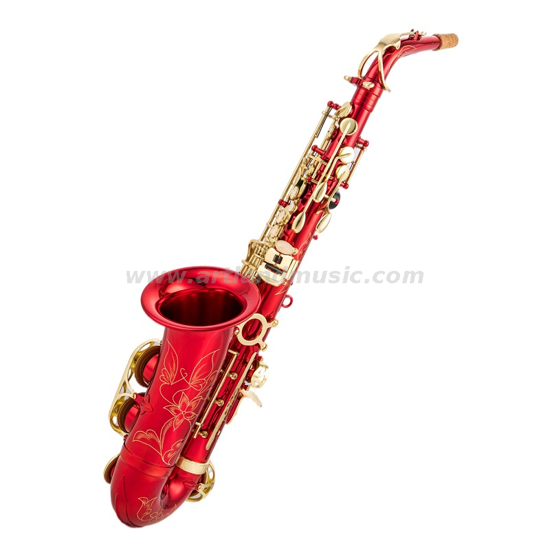 Saxofón Alto Mib Llave Lacada Dorada Cuerpo ROJO (AAS5505CR)
