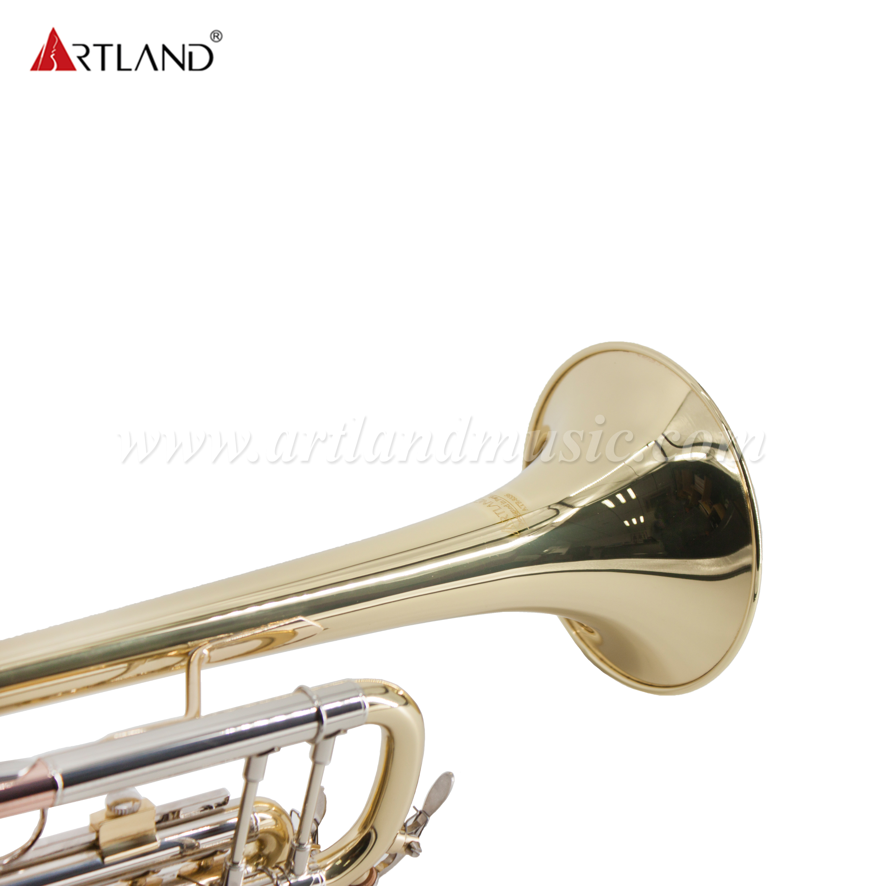 Instrumento de latón profesional Trompeta de latón amarillo macizo con estuche (ATR8336)