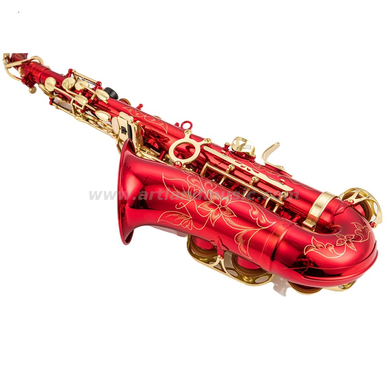 Saxofón Alto Mib Llave Lacada Dorada Cuerpo ROJO (AAS5505CR)