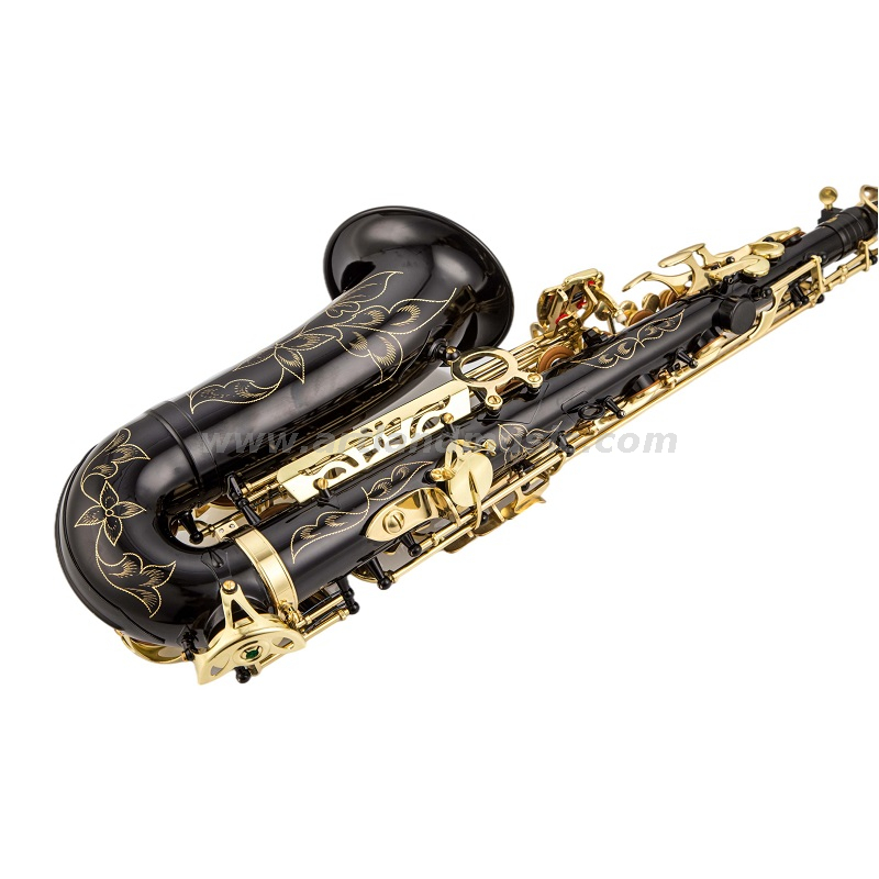 Saxofón Alto Mib Llave Lacada en Oro Cuerpo NEGRO (AAS5505CB)