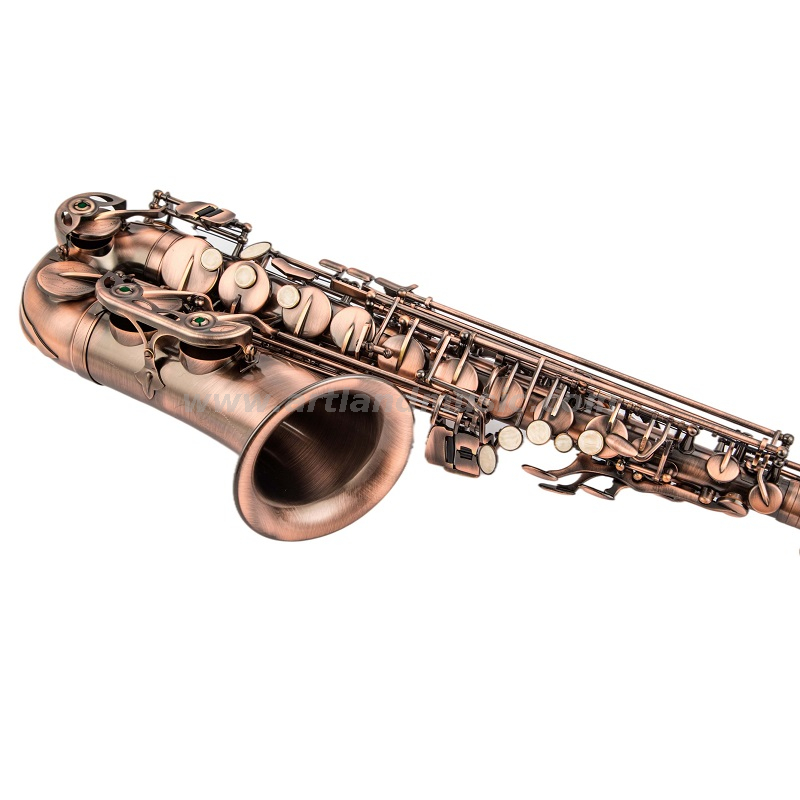 EB Alto Saxofon Antiguo Acabado Red Bronce, Case de saxofón de carbono ligero (AAS5507AG)